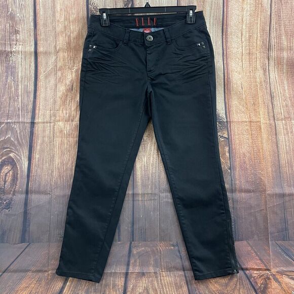 Elle Jeans Womens Size 10 Black Zip Ankles Skinny Strechy Studded Pockets - Picture 3 of 15